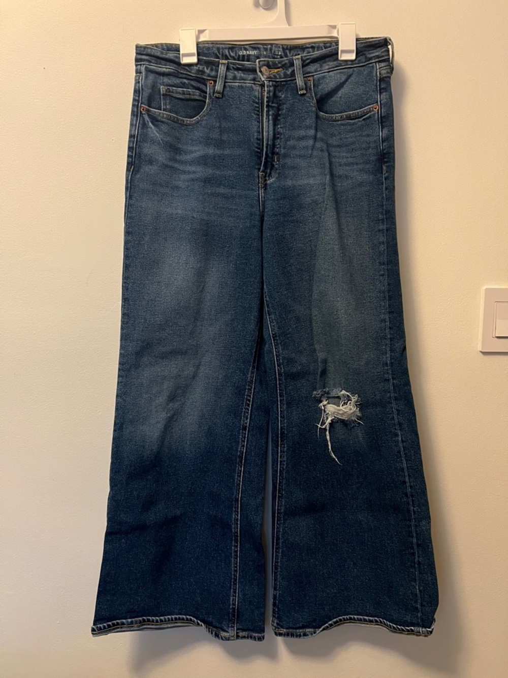 Old Navy extra High Rise Wide-Leg Distressed Dark Blue Jeans